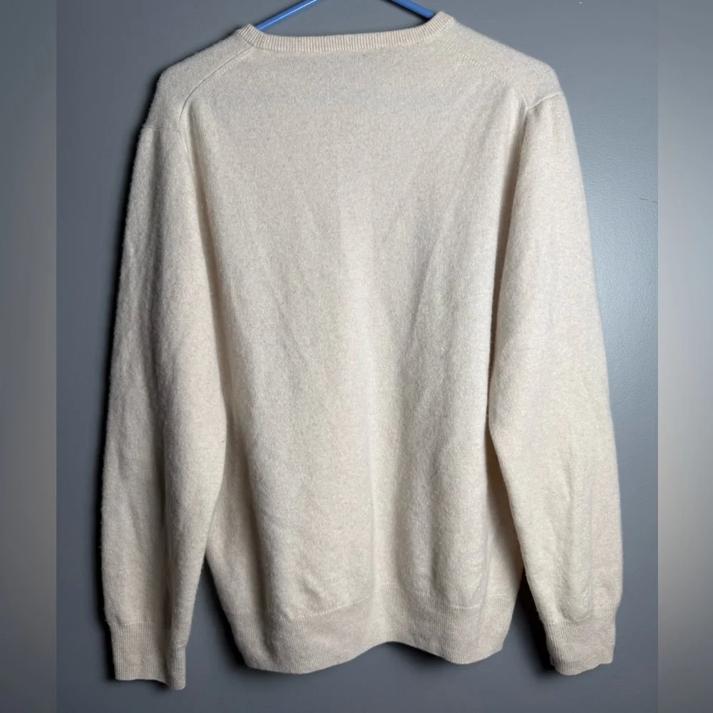J. Crew 100% Cashmere Cream Crewneck Pullover Mens Sweater Sz XL